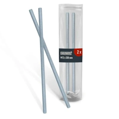 Imagen de HELPMATE varilla roscada M12 x 330 mm de acero inoxidable A2 2 piezas métrica completa Tornillo DIN 976 plata