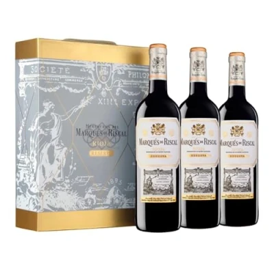 Imagen de Marques de Riscal Vino Tinto Reserva Denominación Origen Calificada Rioja, Variedad Tempranillo, 24 Meses en barrica, 3 Botellas x 750 ml