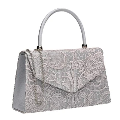 Imagen de SwankySwans Embrague elegante de encaje Kendall para mujer, Plata (Silver), Talla única