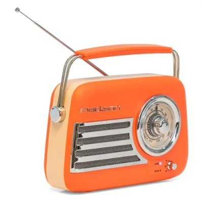 Imagen de Madison FREESOUND VR40OR MAT Radio a batería Larga 30W Vintage Bluetooth, USB &amp; FM Naranja Mate Vintage, Nostálgico, Retro