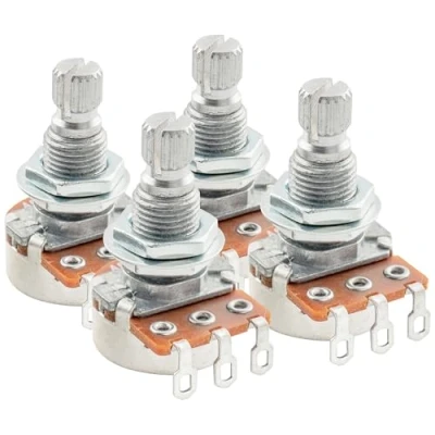 Imagen de Alpha A500K Mini Potenciómetros Logarítmico Split Shaft para Guitarra Eléctrica Bajo (4 Piezas)