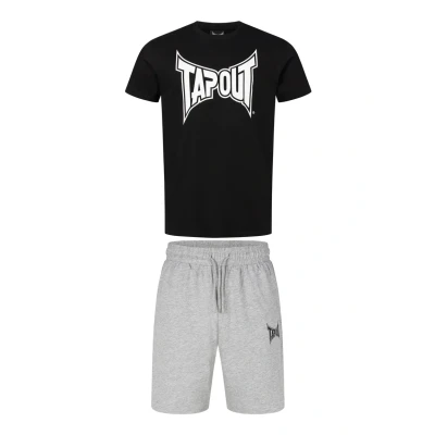 Imagen de Tapout Walker Conjunto de camiseta y pantalones cortos para hombre, ajuste normal, color negro/gris marl, 3XL