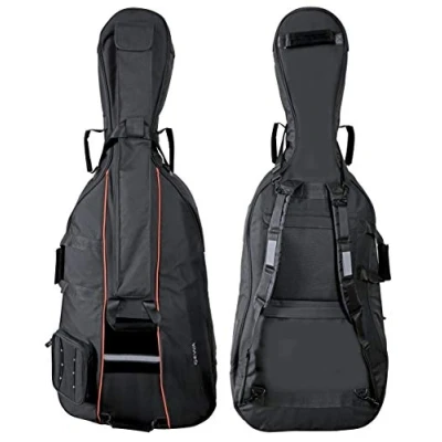 Imagen de GEWA Cello Gig Bag Premium 1/2, bolsa para violonchelo (acolchado interior de tricot 10 mm, resistente al desgarro e hidrófugo, cómodas correas mochila, tamaño: 1/2), Negro