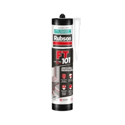 Imagen de Rubson Mastic FT 101 Blanc (cartouche de 280 ml) polymère pour joints, fissures et collages étanche multi matériaux intérieur &amp; extérieur