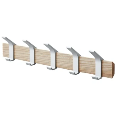 Imagen de YAMAZAKI 4116 RIN Perchero de pared, beige, Madera/Aluminio, minimalista, 50 x 6.5 10 cm