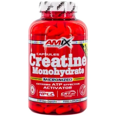 Imagen de AMIX Creatina Monohidratada 220 Cápsulas Complemento Alimenticio Mejora el Rendimiento Físico Ideal para Deportistas 100% Micronizada Proteína Masa Muscular