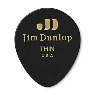 Imagen de JIM DUNLOP Púas Genuine Celluloid Teardrop, Saco de 12, Negro, Flexible