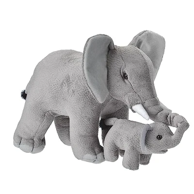Imagen de Wild Republic Mom and Baby Elefante, Peluche Mamá y Cría de Peluche, 38 cm, Regalos para Niños, Osos Juguetes Niños Pequeños, Relleno Elaborado con Botellas Agua Recicladas