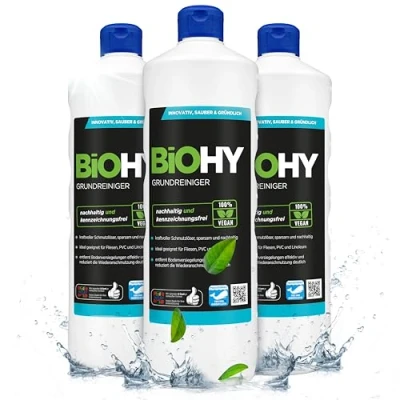 Imagen de BiOHY Limpiador básico (3 botellas de 1 litro) contra la suciedad persistente limpia todas las superficies resistentes al agua y ácido poderoso concentrado (Grundreiniger)
