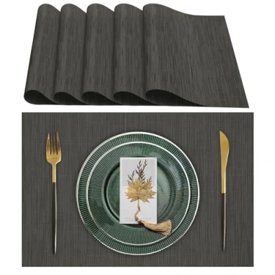 Imagen de Lumaca Manteles Individuales Lavables, Juego de 6 Salvamanteles (70% PVC, 30% Poliéster), Resistentes al Calor, Antideslizantes, para Mesa Cocina y Restaurantes,Gris Oscuro