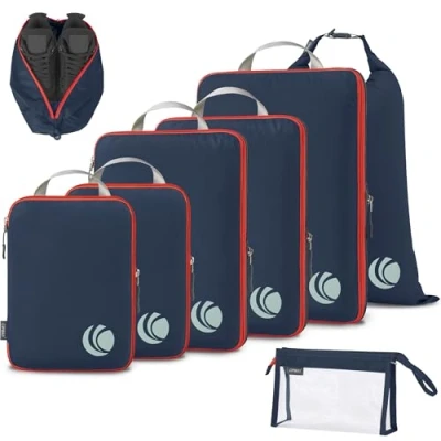 Imagen de Cipway Bolsas Compresion Viaje, Diseño de Malla Impermeable Ligero y Duradero Viaje Organizador para la Mochila Maletas Almacenamiento en el Hogar(Azul, 8 Unidades)