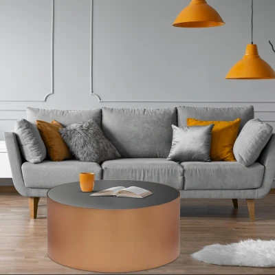 Imagen de Mesa de centro cristal y metal cobre Selenium Menzzo
