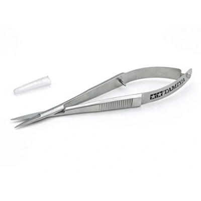 Imagen de TAMIYA HG Tijeras para PC (Mango de Pinzas, 12 mm), Color Plata, M (TAM74157)