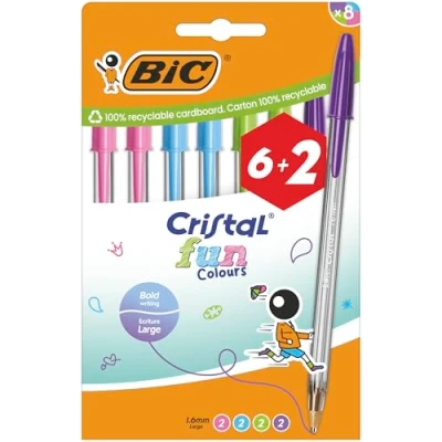 Imagen de 6 + 2 Bolígrafos Bic Cristal Fun