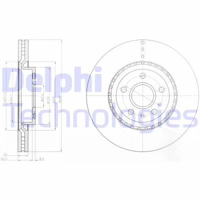 Imagen de DELPHI BG9068 Disco de freno 337 30 5 ventilado aceitado sin procesar cojinete rueda, anillo sensor ABS OPEL: Insignia A Berlina