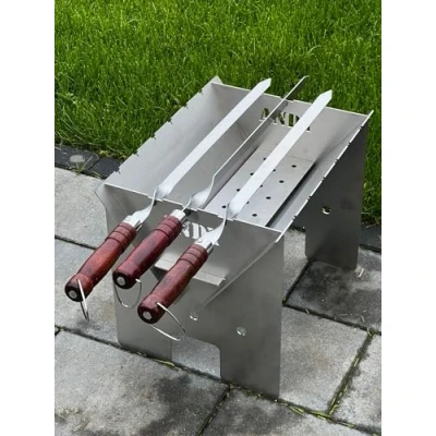 Imagen de Lula Lulu Kebab Adana Tschelo Köfte Juego de 6 pinchos acero inoxidable con mango madera 60 cm largo / 2 ancho mm grosor