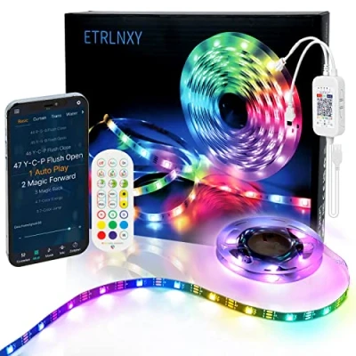Imagen de RGBIC Tira LED TV, Luces 2,5m para Televisores de 32 55 pulgada, Sincronización Musical, Aplicaciones y Control Remoto, Tiras IC incorporado con 213 Persecución Modos 16 millone colores