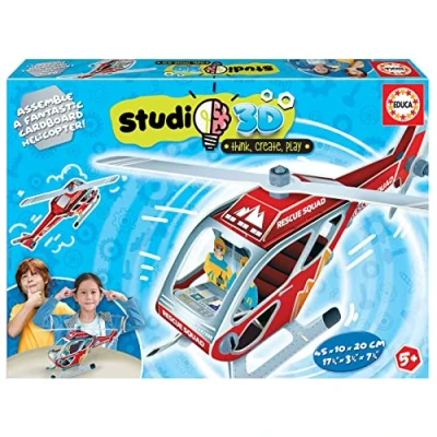 Imagen de Educa Studio Puzzle en 3D con Piezas Tornillos y Tuercas. Monta un helicóptero Desde Cero. +5 años (19187)