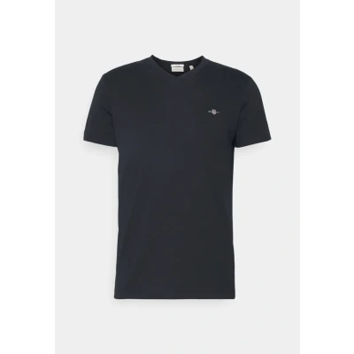 Imagen de GANT SLIM Shield Vneck Camiseta básica, Hombre, Talla: XS, Black
