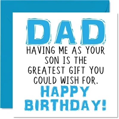 Imagen de Divertidas tarjetas de cumpleaños para papá Having Me As Your Son Greatest Gift Wish Tarjeta feliz hijo a padre, bromas, regalos cumpleaños, 145 mm x mm,