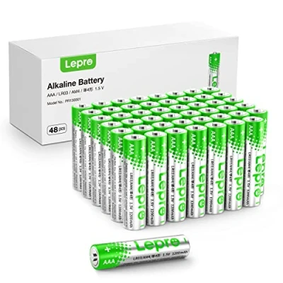 Imagen de Lepro Pilas Alcalinas AAA, Pack de 48 1,5 voltios 1200mAh LR03 MN2400, Energía Larga Duración, Anti Fuga, Ideal para Dispositivos Uso Diario