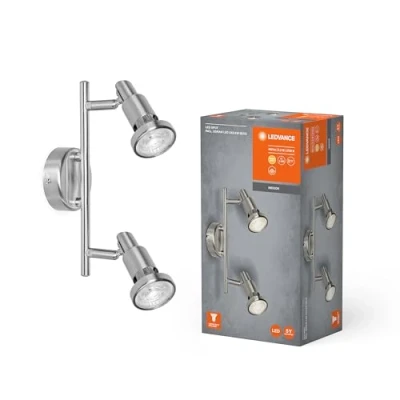 Imagen de LEDVANCE LED Foco, foco 1 llama de calidad fabricado en aluminio, apto para paredes y techos interiores, fuente luz GU10 reemplazable incluida, blanco cálido (2700K), 3W, SPOT 1x3W