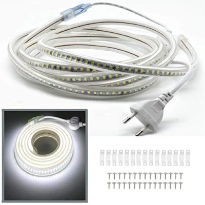Imagen de FOLGEMIR Tira de LED 7m Blanco Frío, 2835 SMD 144 LEDs/m, 220V 230V Strip, iluminación muy brillante 900 LM por metro, IP65 Impermeable