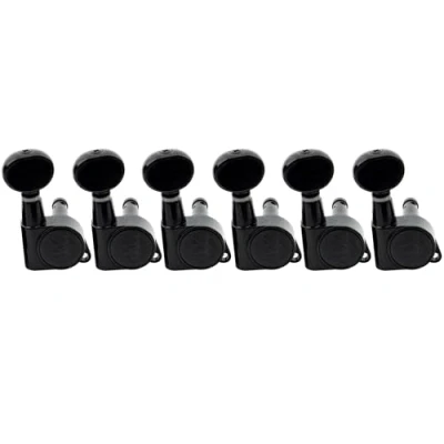 Imagen de Wilkinson 6 en Línea E Z LOK Botón Mini Oval Clavijas AfinadorasClavijero de Repuesto para Guitarra Eléctrica Fender Strat/Tele Style, Negro