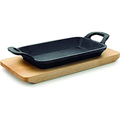 Imagen de Lacor 25874 Mini plancha grill lisa rectangular magma 22.5 x 10 2.5 cm hierro fundido, color negro