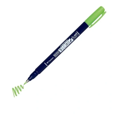 Imagen de Tombow Rotulador Fudenosuke Hard Verde Neón Pincel para Lettering, Caligrafia, Contornos, Dibujo, Ilustraciones, Esbozos Punta Elastica Dura Resistente al agua
