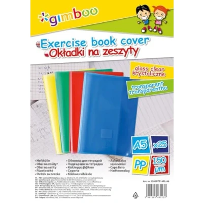 Imagen de gimboo Juego de 25 fundas para cuadernos, DIN A5, transparente, color: mezcla colores, lámina polipropileno protector cuadernos escolares, 150 μm 2285BTS14PL 99