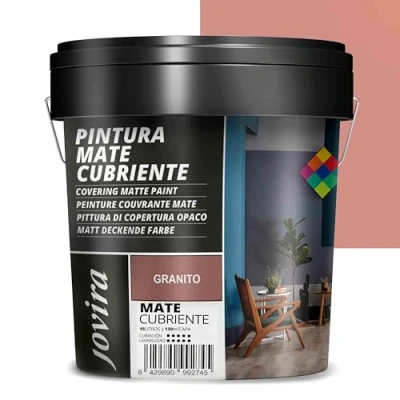 Imagen de JOVIRA PINTURAS Pintura Mate Cubriente 24 colores interior exterior con excelente poder cubriente. (15 Litros, Granito)