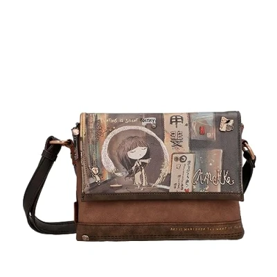 Imagen de Anekke Bandolera de Mujer Mediana con Triple Compartimento Elaborada en Polipiel Correa Ajustable Cierre Solapa y Cremallera Shoen Accesorios Complementos 26x18x7 cm