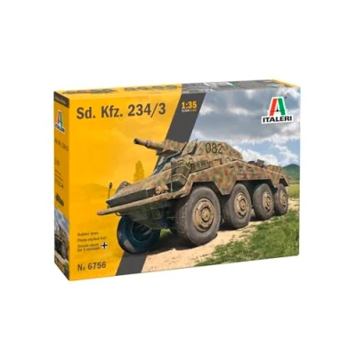 Imagen de Italeri 6756 1:35 SD.Kfz. 234/3 Sw. Panzerspähwagen modelismo, Kit, Modelo de Soporte, Manualidades, Hobby, Pegar, Kit plástico, detallado, Tanque, Militar, Multicolor