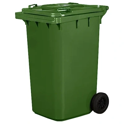 Imagen de Jestic Cubo de basura 120 240 para con ruedas goma silenciosas recogida diferenciada, reciclaje interior exterior EN840 (240 Litros, Verde)