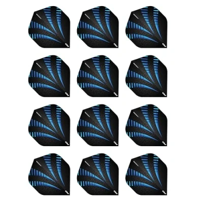 Imagen de RED DRAGON Hardcore Radical Negro y Azul Burst Plumas de Dardos Estándar Extra Gruesos 4 Juegos por Paquete (12 vuelos en Total)