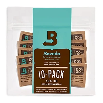 Imagen de Boveda Bolsitas para almacenar remedios naturales Control doble de la humedad 58% HR Tamaño 4 un máximo 15 g Previene pérdida terpenos Pack 10