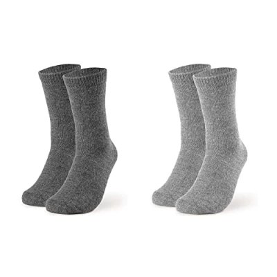 Imagen de 2 pares de Calcetines alpaca lana para hombre y mujer transpirables fina, Gris antracita., 43 46