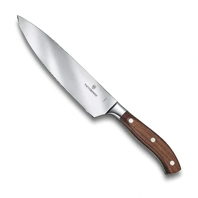 Imagen de Victorinox Grand Maître, Cuchillo profesional para trinchar, Hoja extra afilada, afilado recto, 20 cm, Elegante mango de madera, Acero inoxidable, Marrón