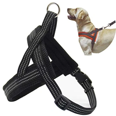 Imagen de BPS® Arnés Correa para Perros Mascotas Collar Ajustable 4 Tamaños Colores Elegir Perro Pequeño Mediano y Grande (L, Negro) BPS 3883N