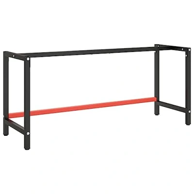 Imagen de vidaXL Estructura Banco de Trabajo Mesa Soporte Base Muebles Mobiliario Bricolaje Garaje Taller Duradera Metal Negro y Rojo Mate 180x57x79cm