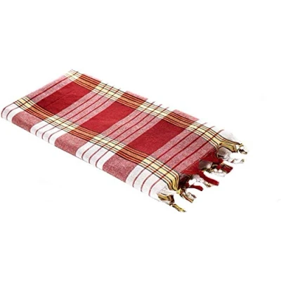 Imagen de Carenesse Toalla de Hammam Rojo Cuadros, 100% algodón, 80 x 170 cm, baño Turco, Sauna, Playa, Mochilero, Deporte, Peshtemal, Turkish Towel, Fouta