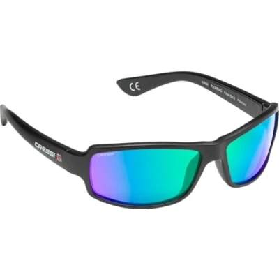 Imagen de Cressi Ninja Floating Gafas Flotantes Polarizadas para Deportes con una protección 100% UV Adultos Unisex, Negro/Lentes Verde Espejadas