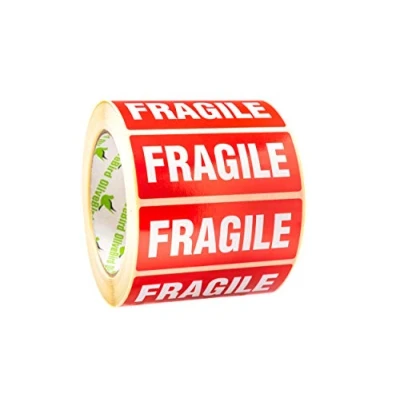 Imagen de OliveBird Etiquetas Fragil Blancas en 1,000pcs 90x35mm Rojo / Roll Con Del Texto la Etiqueta FRAGILE