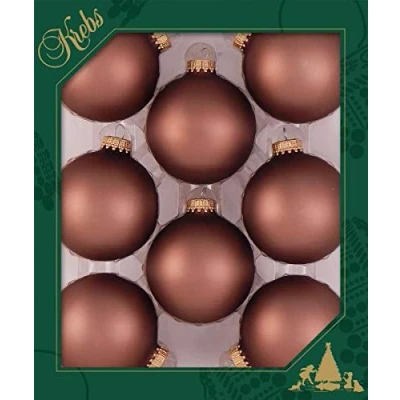 Imagen de Krebs Glas Lauscha Coconut Brown 7cm Balls with Gold Crown Caps