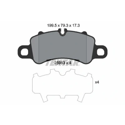 Imagen de TEXTAR 2598301 Juego de pastillas freno preparado para indicador desgaste con accesorios PORSCHE: 718 Cayman Coupé, Boxster Cabrio, 911 Cabrio