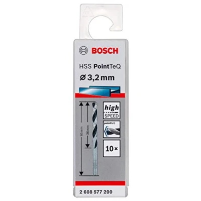 Imagen de Bosch Professional 10 brocas helicoidales HSS PointTeQ (para metal, 3,2 x 36 65 mm, accesorio de taladro), Talla, Diámetro 3.2 mm