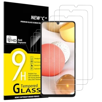 Imagen de NEW&#039;C 3 Piezas, Protector Pantalla para Samsung Galaxy A42 5G, M12, Cristal templado Antiarañazos, Antihuellas, Sin Burbujas, Dureza 9H, 0.33 mm Ultra Transparente, Resistente