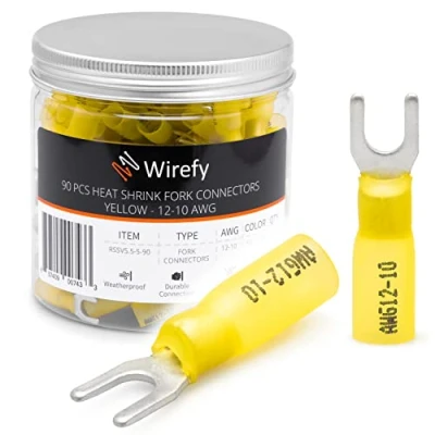 Imagen de Wirefy 90 Piezas de Conectores Engarce Termorretráctiles en Forma Horquilla M5 Terminales Eléctricos Horquillados 4 6 mm²