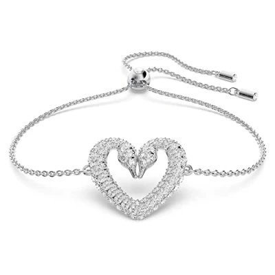 Imagen de Swarovski Pulsera Una para Mujer, Simbolo de Cisnes, Con Baño Rodio, Cristales Blancos, Colección